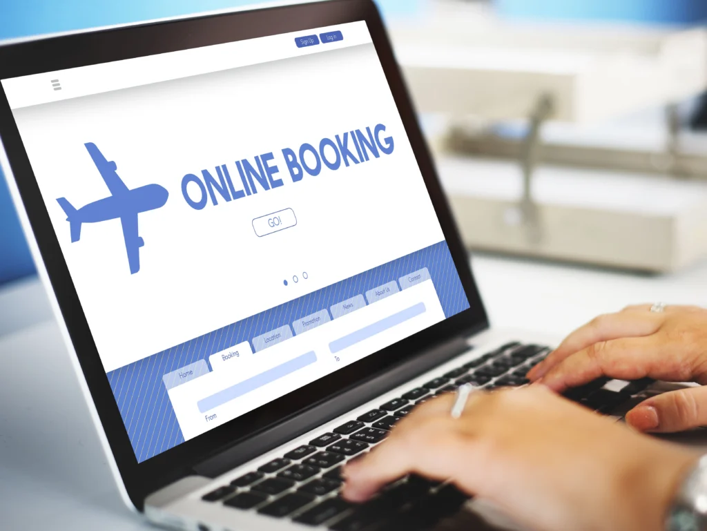 Laptop screen showing cheap airfare deal options
