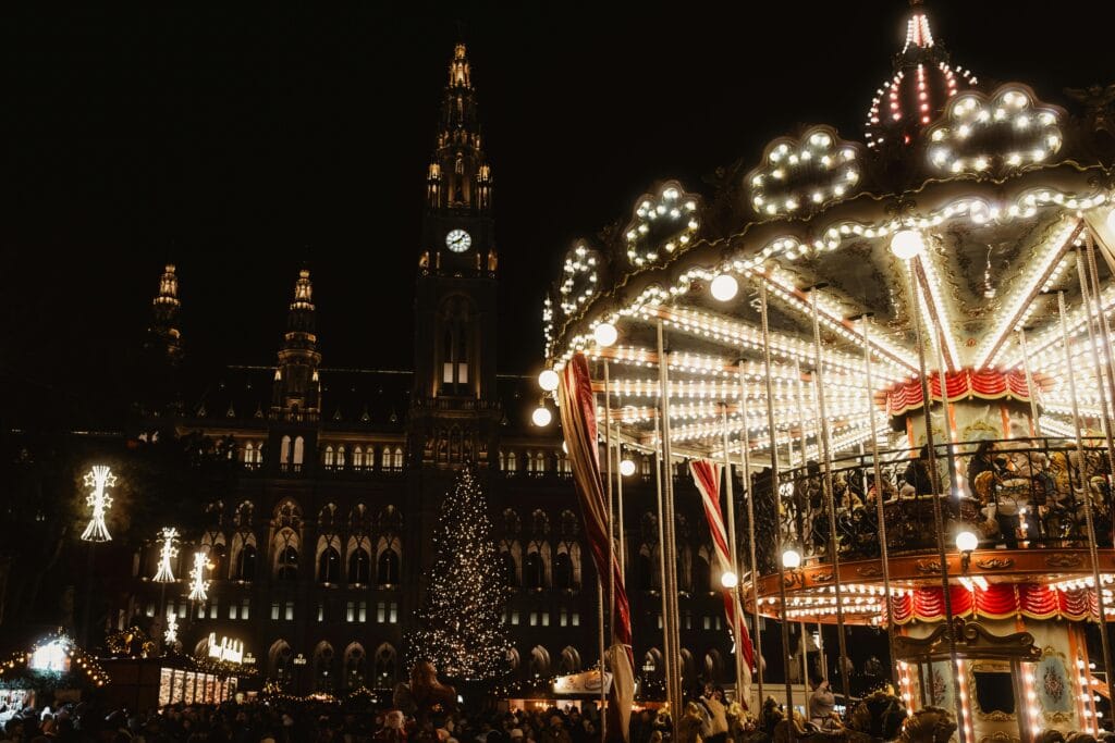 Rathausplatz Christmas Market, one of the best European cities to visit in December.