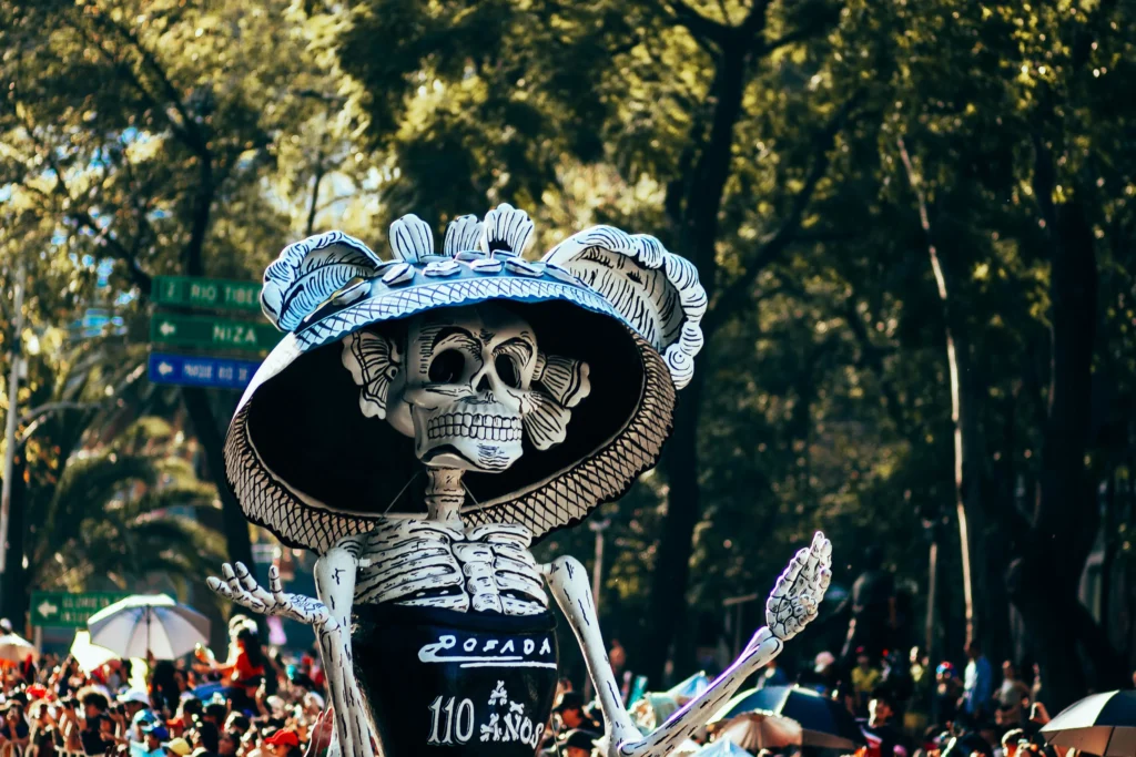 Locals in Mexico City celebrating Día de los Muertos with La Catrina makeup