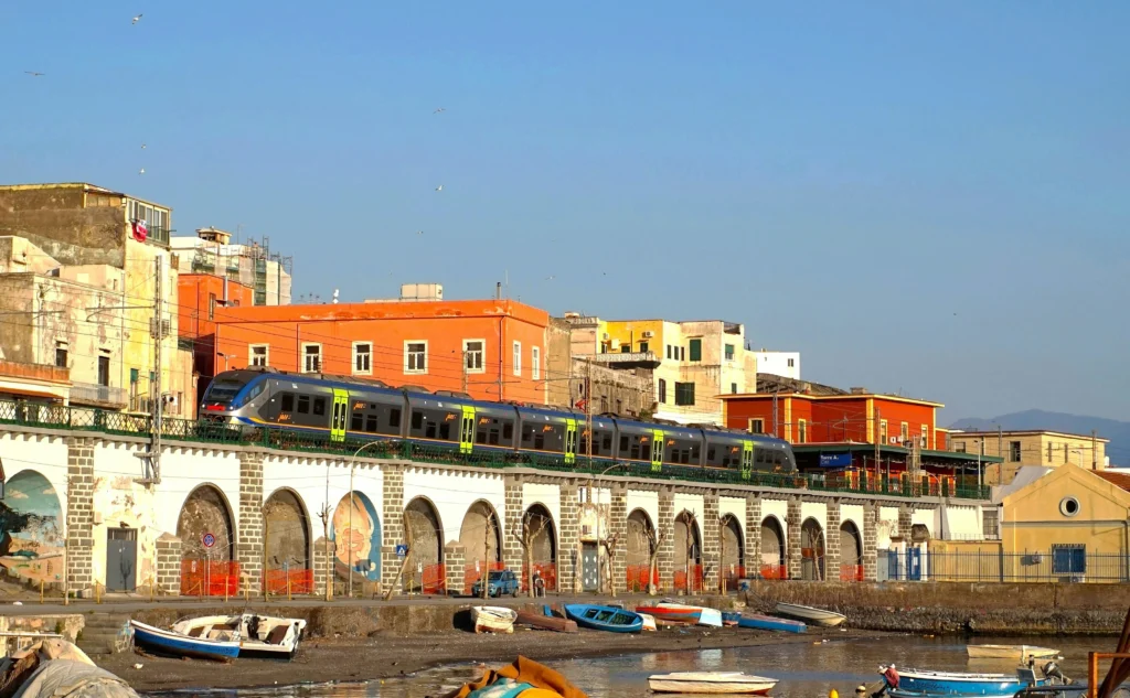 Best European train along Cinque Terre coast with colorful seaside towns