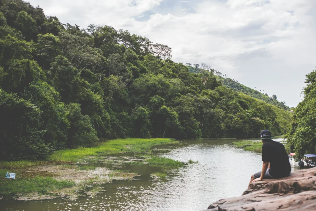 Traveler observing wildlife respectfully – sustainable travel tips for a more eco friendly vacation